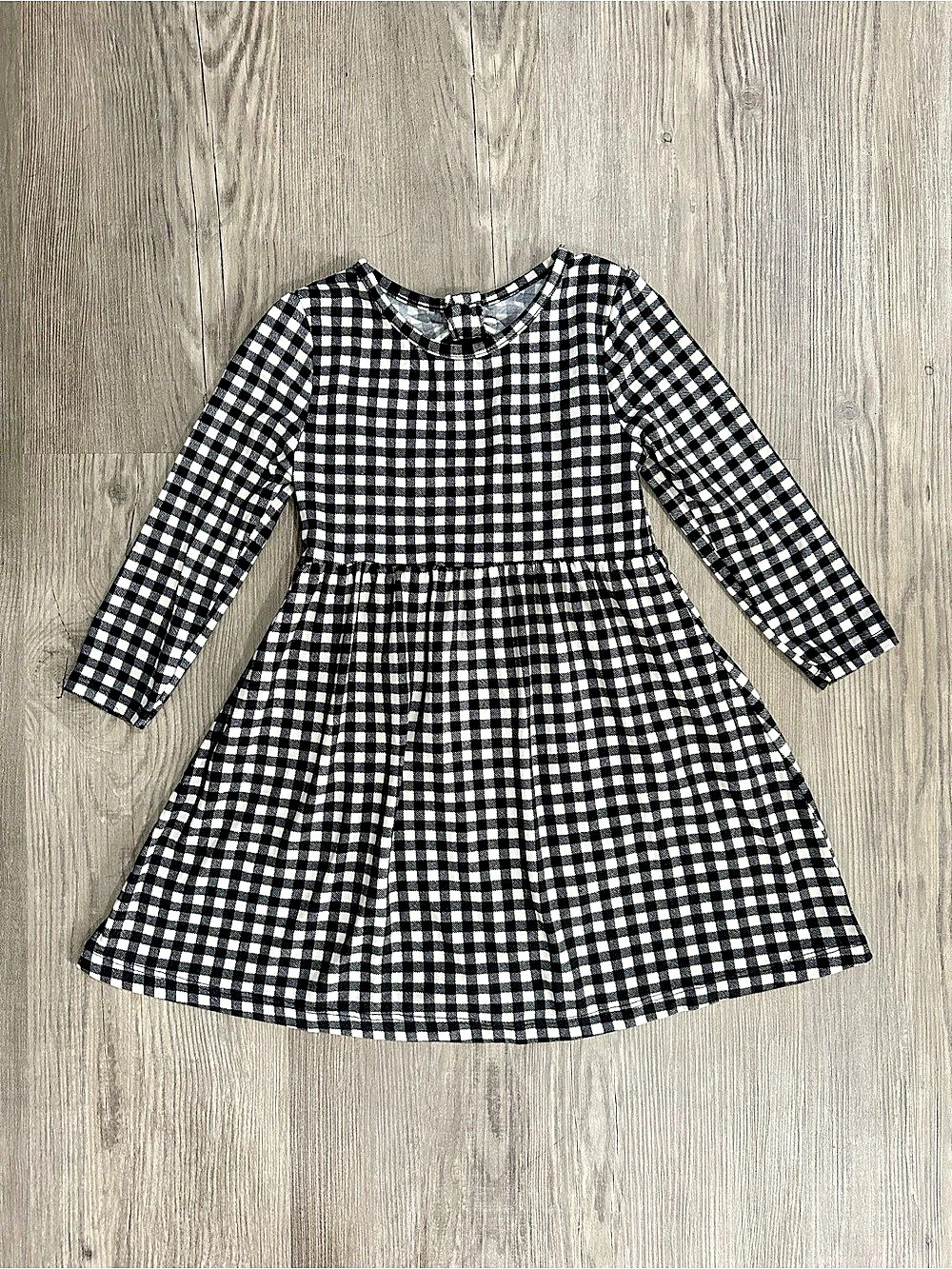 Member's Mark Knit Dress Gingham Dress in Black & White Size 3T